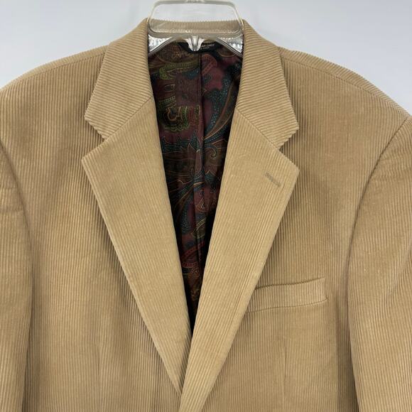 Lauren Ralph Lauren Corduroy Blazer Jacket Men 44 L Tan Preppy Work Casual - Picture 3 of 9